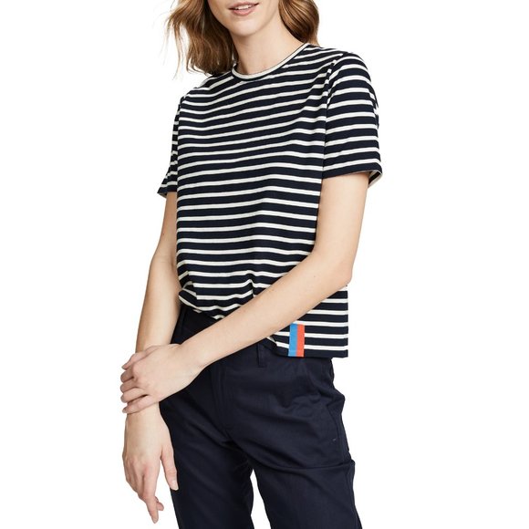 KULE Tops - Kule Modern Tee Navy Cream Stripe Crewneck K32